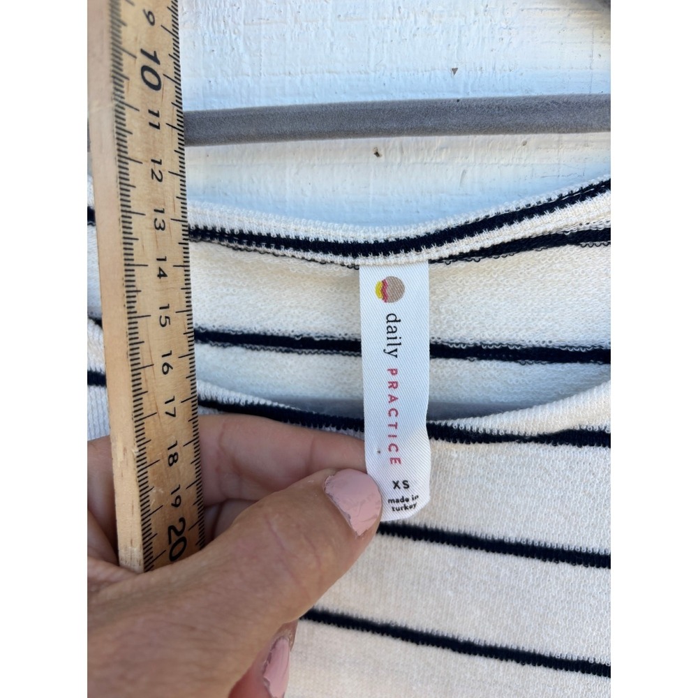 Daily Practice Anthropologie Mini Dress Black Cream Stripe Sleeveless Casual XS - Picture 4 of 6